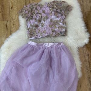 SOLD // Disney Floral Embroidered Top and Tulle Skirt Set Repunzel